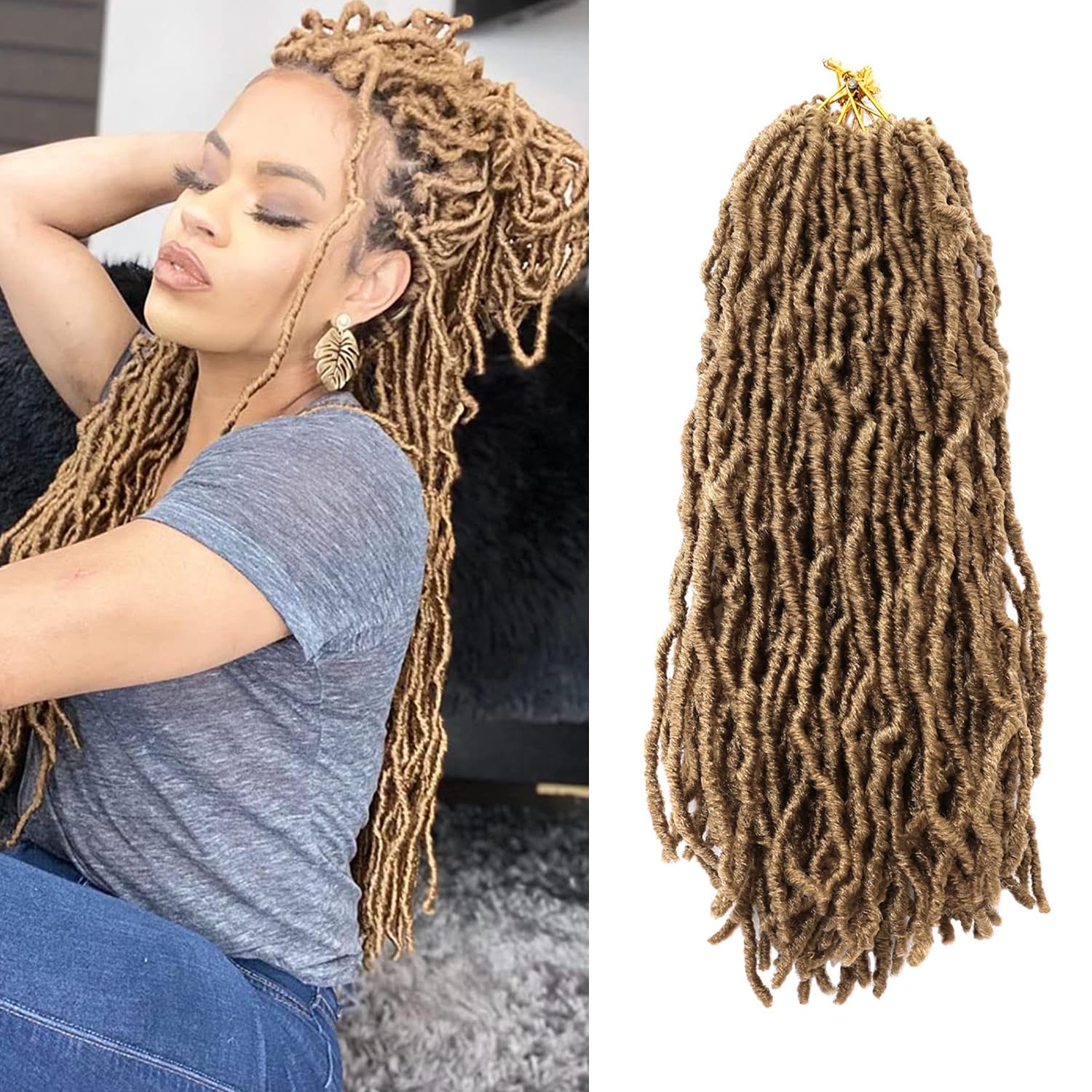 Faux Locs Synthetic Natural Butterfly Locs Crochet Hair Pre-looped Soft Goddess Locs Curly Wavy Crochet Braids Hair For Women