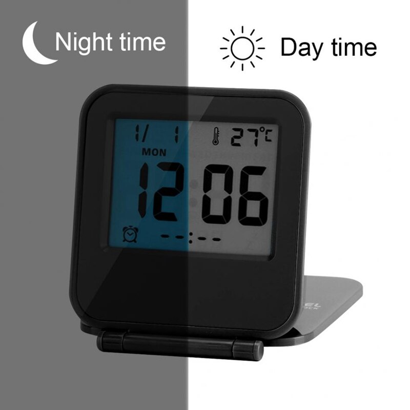 Alarm Clock Portable Foldable Tabletop Travel Digital Alarm Clock With Temperature Calendar Date Week Kitchen Alarm Clock