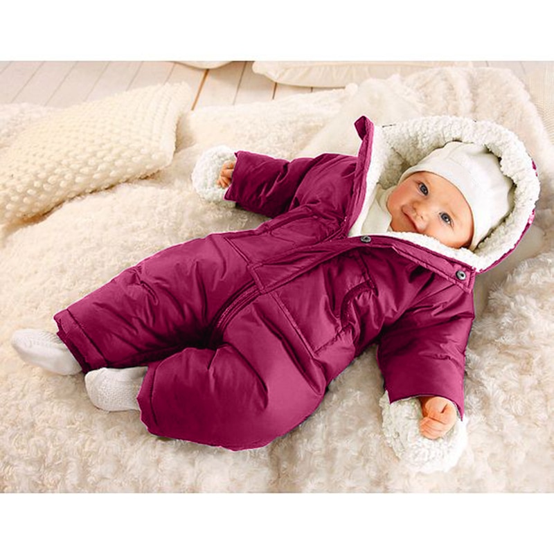 Neue 0-24M Winter Solide Taschen Neue Geboren Baby Kleidung Kleinkind Kleine Mädchen Outfits Strampler Baby Mädchen Kleidung junge Babygirl Onesie: Rosa / 6m