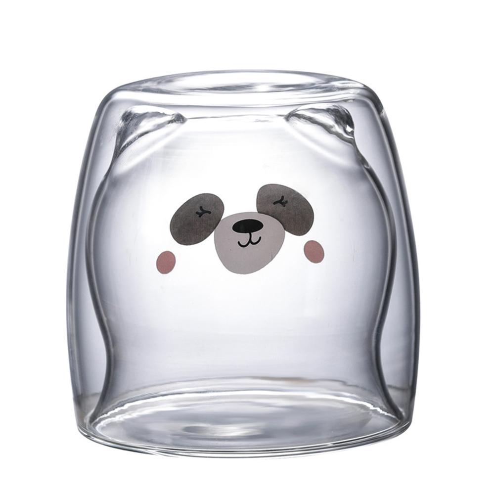 3D 2 niveaux belle Panda ours innovant bière verres résistant à la chaleur Double paroi tasse à café matin lait verre jus verre: B