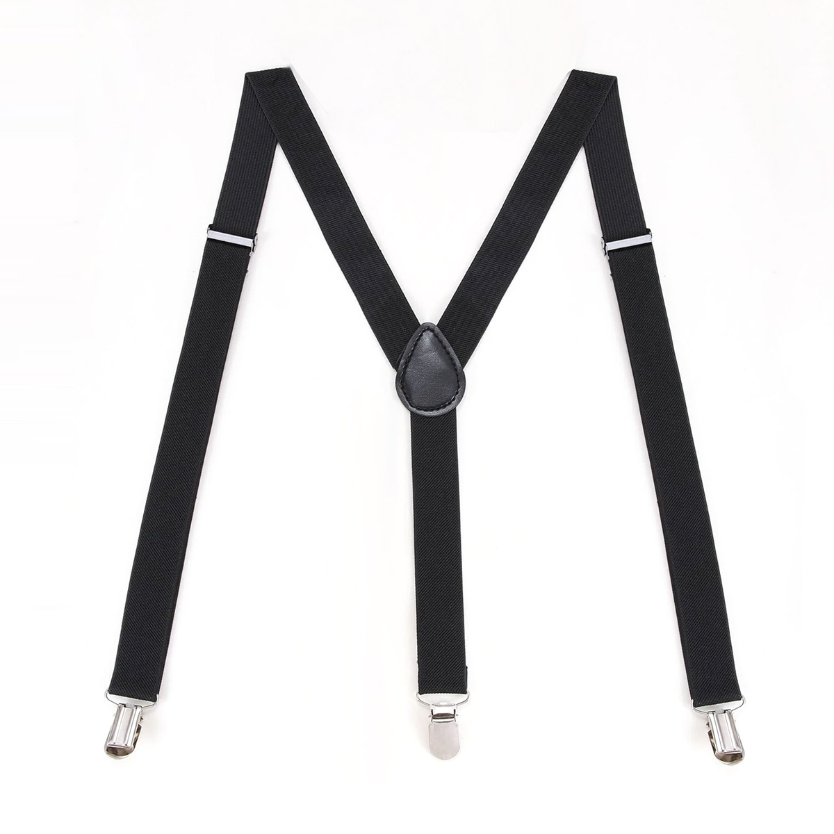 Hosenträger für Herren, verstellbar, 2,5 cm breit, Y-bilden, Hochzeitsanzug-Zubehör, starke Metallklammern: Schwarz