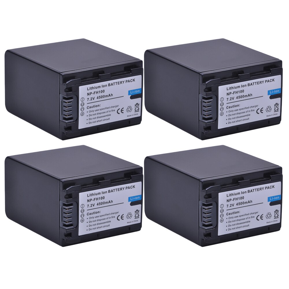 Batería con LCD y cargador Dual USB para SONY NP-FH100, 4500mAh, NP-FH70 NP FH100, FH50, FH30, DCR-SX40, SX40R, A230, A330, A290, A380, A390, 2 uds.: 4Pcs