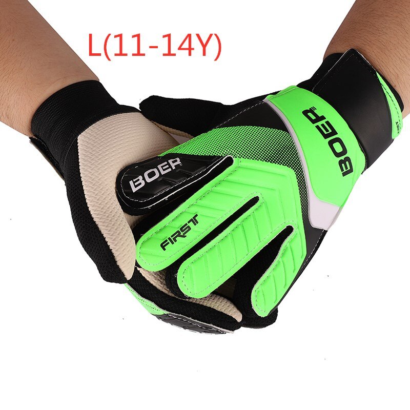 Guanti da portiere a dito pieno ragazzi ragazze gomma antiscivolo polso avvolgere calcio abbigliamento da calcio per bambini guanti da calcio: Green L(11-14Y)