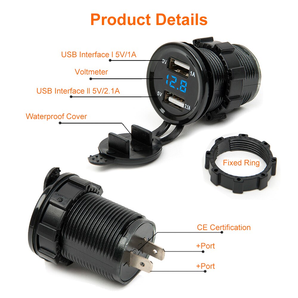 Podwójna zapalniczka samochodowa USB ładowarka robić zapalniczki samochodowej ładowarka + doprowadziło woltomierz cyfrowy monitor miernika 3 kolory