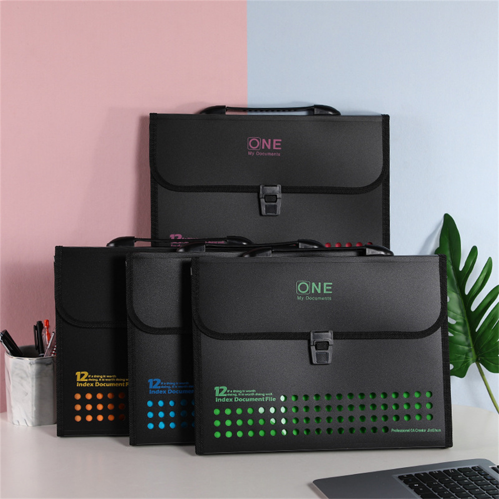 12 Pockets Accordion Expandable File Folder With Handles Portable A4/A5 Letter Size Business Office File Document Organizer PP: Random Lower Price