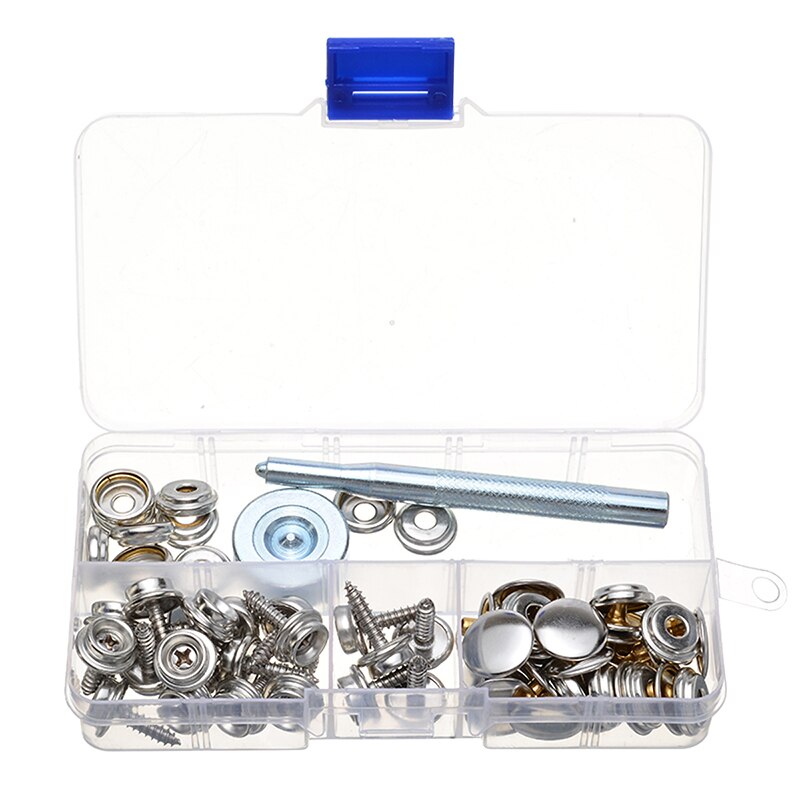 62pcs Metal Steel Boat Cover Canvas Snap Fastener Clip Repair Kit Awning Button Rivet Marine Hardware Accessories