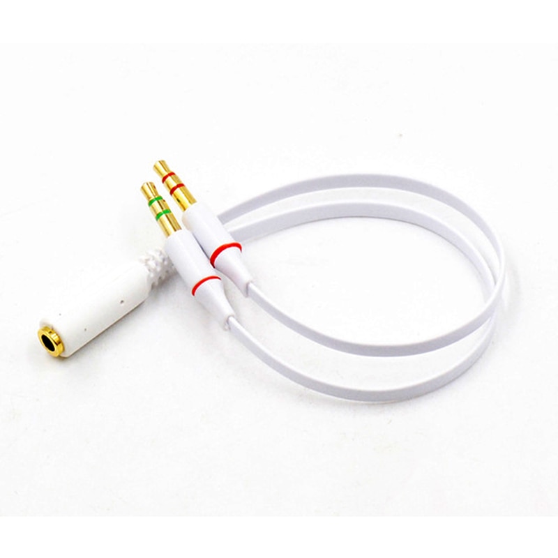 3.5Mm Hoofdtelefoon Audio Y Splitter 1 Female Naar 2 Mannelijke Headset Mic Microfoon Aux Audio Spliter Kabel Cord draad Adapter: WHITE