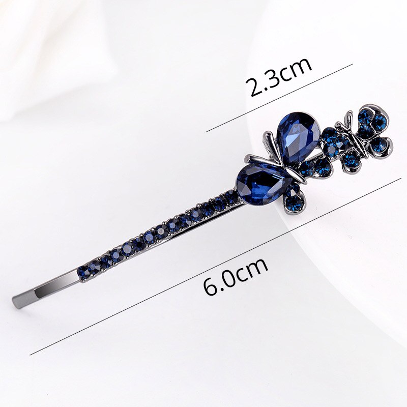 Dalaful 1PCS Vlinder Haar Clips Crystal Rhinestone Elegante Bobby Pins Voor Vrouwen Meisje Haarspelden Barrette F161