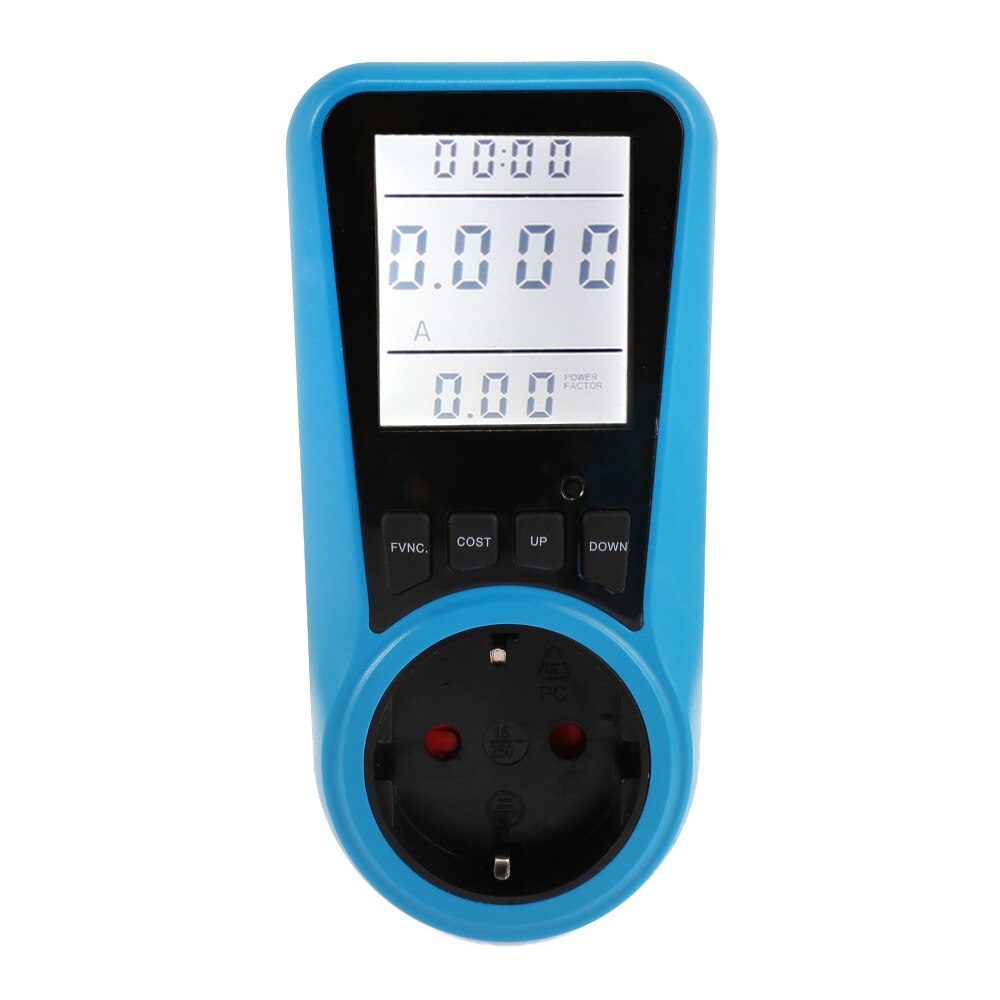 240V AC Digital LCD Power Meter Wattmeter Socket Wattage KWV Energy Meter FR US UK AU BR Plug Measuring Outlet Power Analyzer: France Plug / Blue