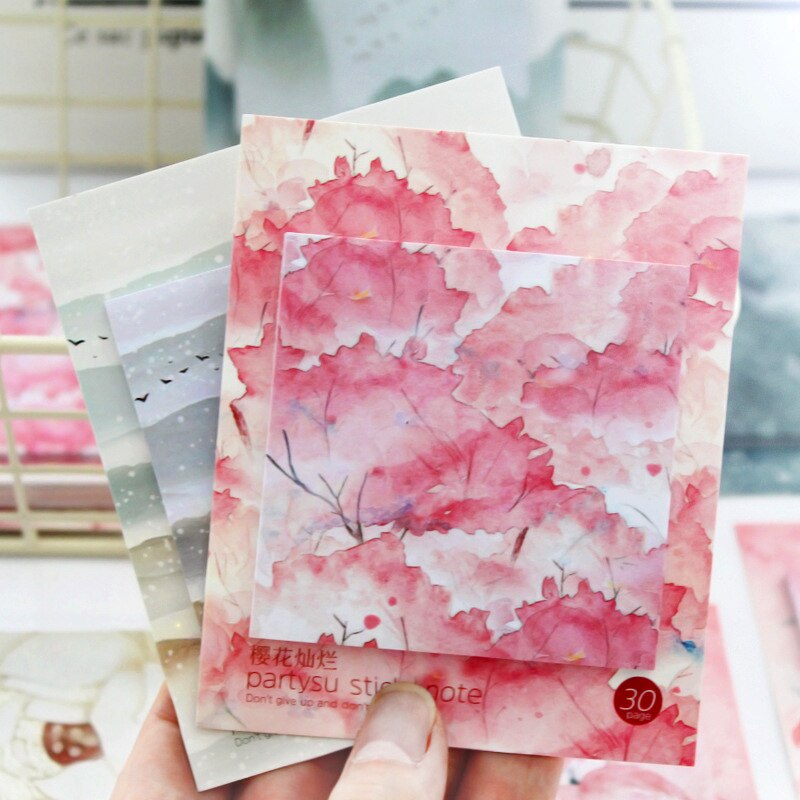2 pcs Small Fresh Post-it Notes Cute Stationery Supplies Girl Heart Notes N Times Paste Stickers Sticky Notes Memo Pad