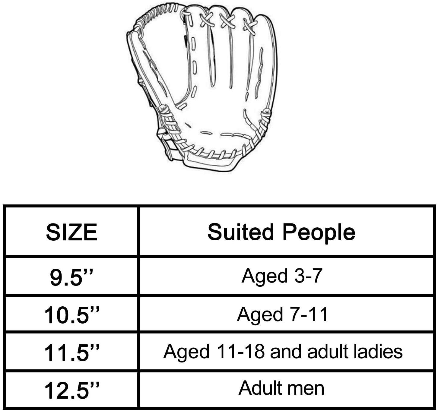 Baseball Gloves with Soft Solid PU Leather Thickening Pitcher Softball Gloves for Child Teens Adult Right Hand Throw, Left Hand