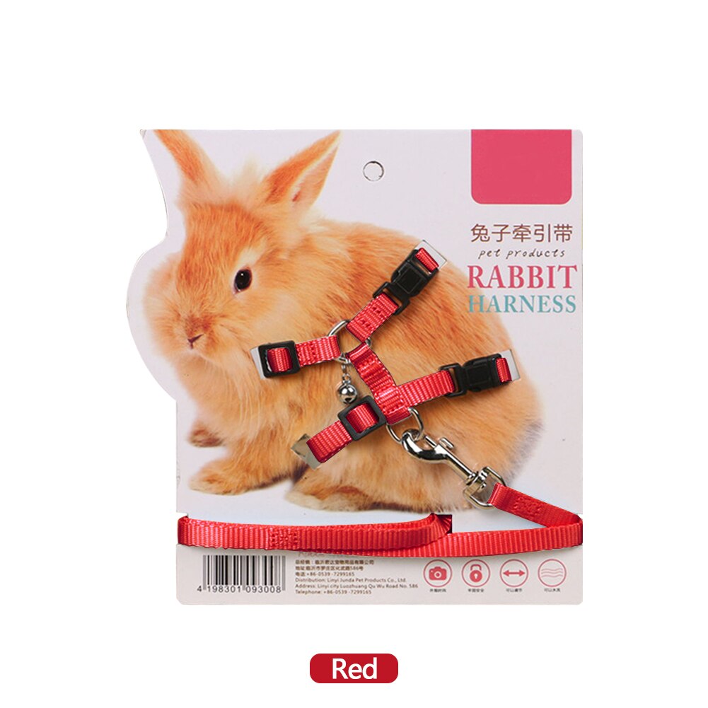 Polyester Adjustable 8shaped Soft Rabbit Harness Leash Guinea Pig Lead Rope Pet Chinchilla Leash Small Pet Traction Rope Running: Red 2