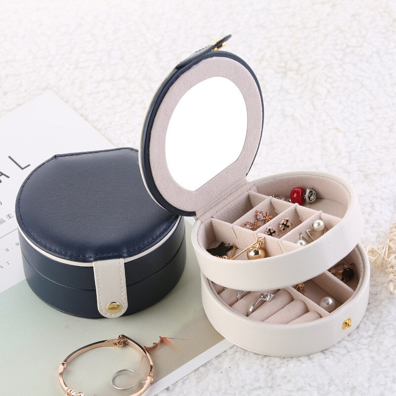 Leren sieradendoos, opbergorganizer, ketting, armband, oorbellendoos, draagbare reisorganizer voor sieraden en ornamenten