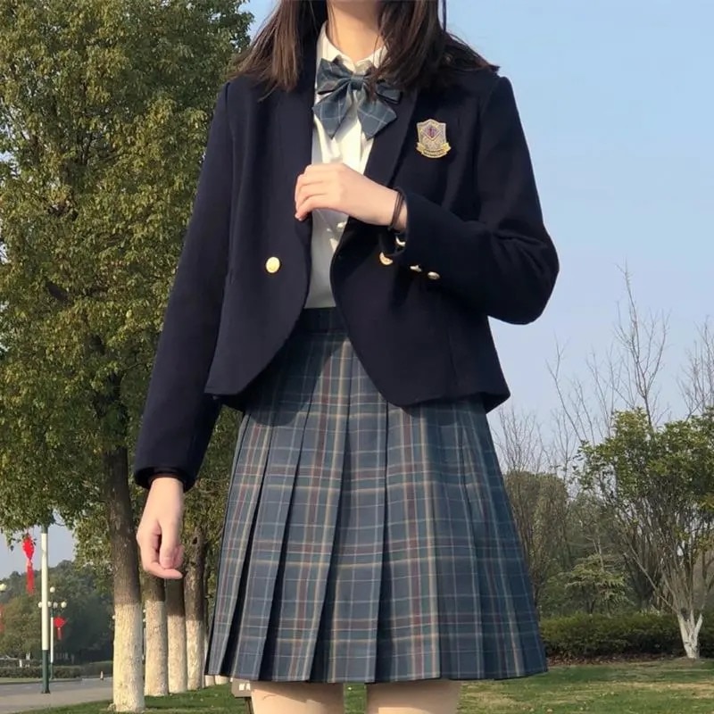 Uniforme escolar japonés para mujer y niña, trajes sin cuello, chaqueta, abrigos de Chaquetas de manga larga, uniforme escolar JK