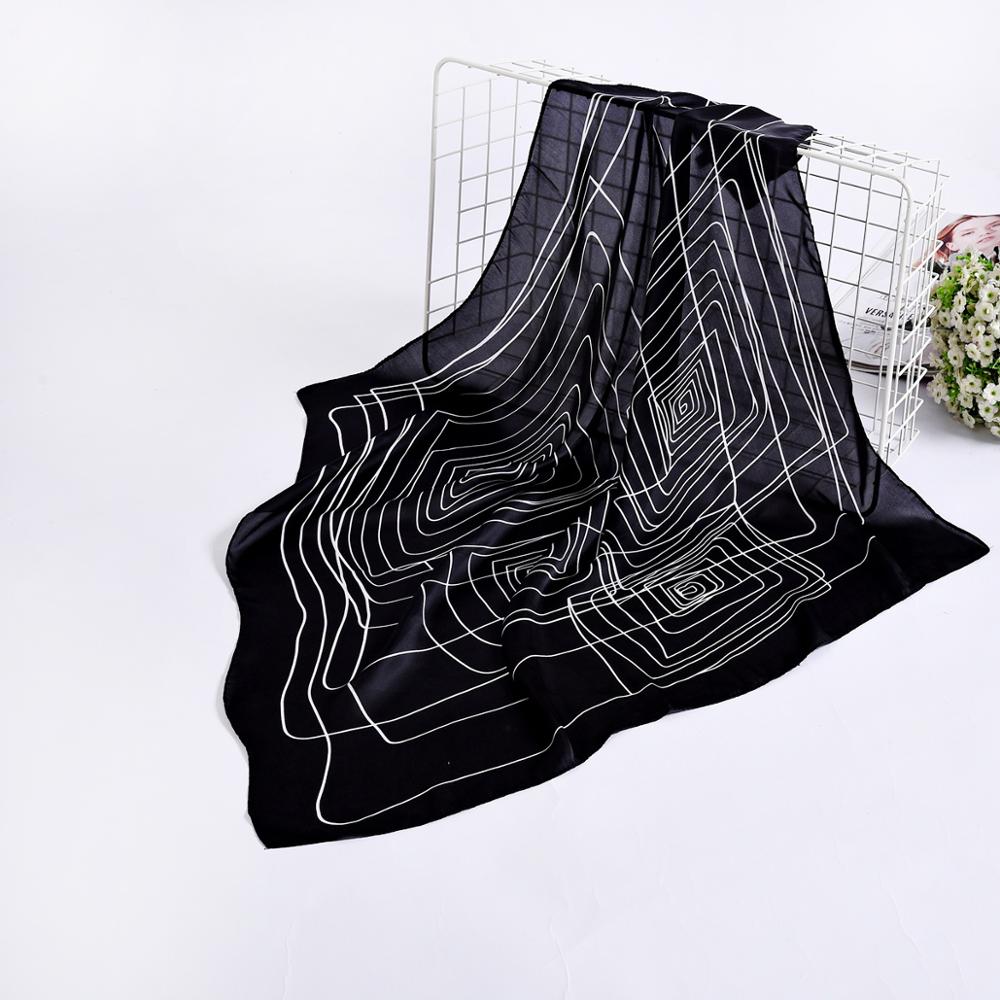 Dames bedrukte onregelmatige geometrie multifunctionele handgreep tas haar wraps zakdoek hoofdbandana imitatiezijde vierkante hijab sjaal