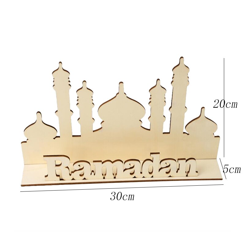 Mubarak Geschenkdoos Moslim Decoratie Banner Licht Houten Hanger Islamitische Moslim Gebed Matten Ramadan Kareem Party: 1pc ramadan