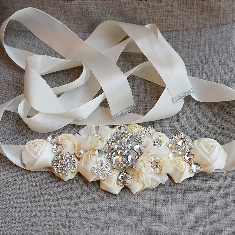 JaneVini-cinturones para boda con abalorios, con flores, Burdeos, satén, rosas, boda, cinturón con cristales, cintas de banda de diamantes de imitación,