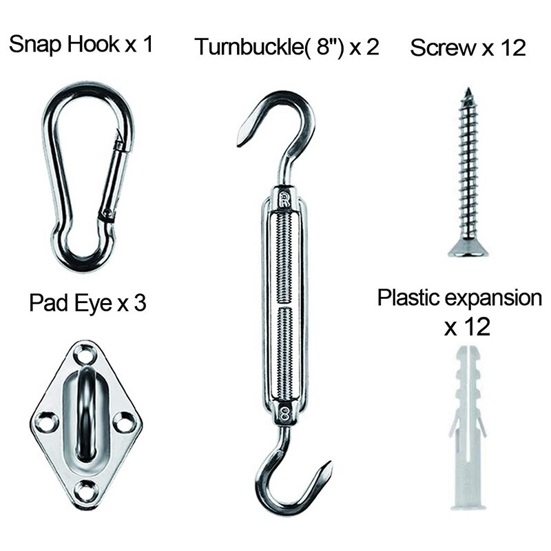 Shade Sail Hardware Kit 8 Inches Stainless Steel for Triplecornered