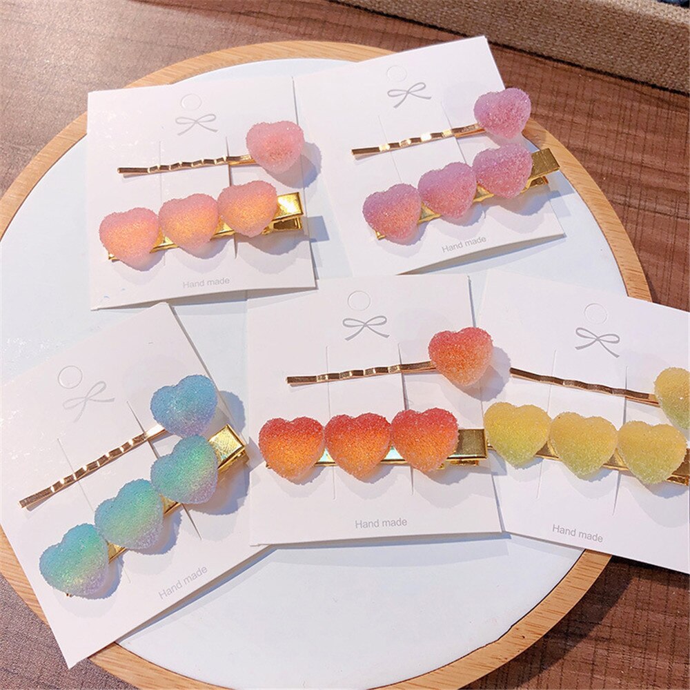 Korea Sweet Heart Candy Color Minimalist Hair Clip Hair Grip Lovely Barrettes Hairpin Hair Accessories For Women Girls