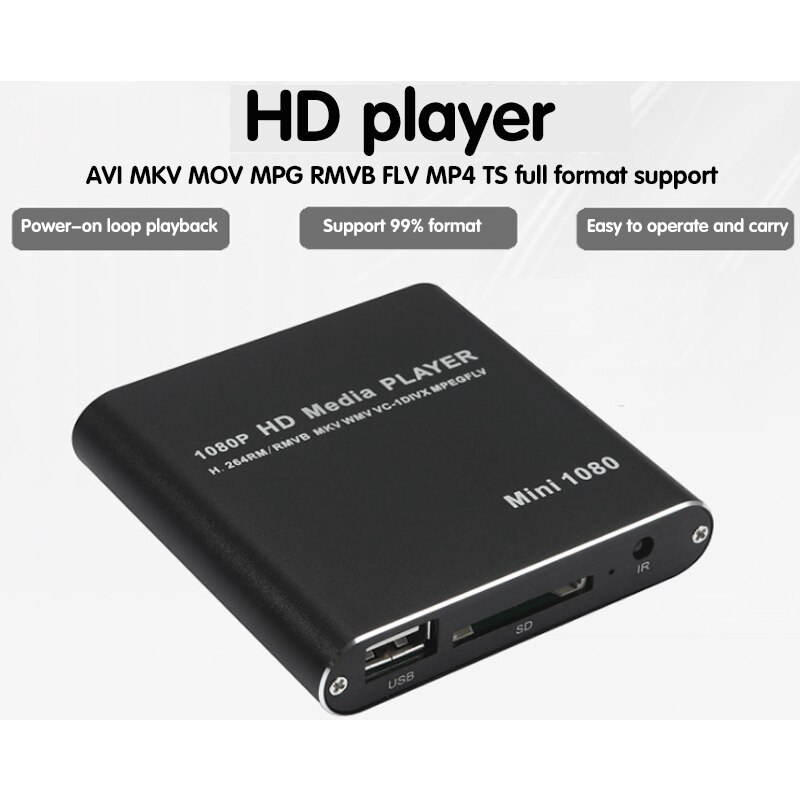 Media Player 1080P Full Hd Media Player Usb Harde Schijf Sd/Mmc-kaart Speler (Eu Plug)