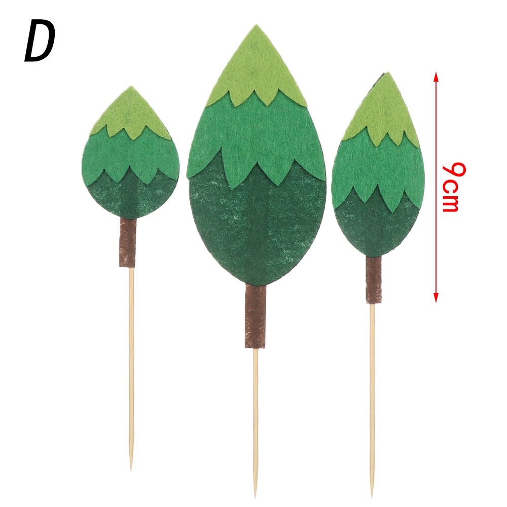 1PC Cartoon Animal Forest Trees Cake Toppers Soft Pottery Picks Cute Safari Jungle Animal DIY Craft Birthday Cake Decor: D