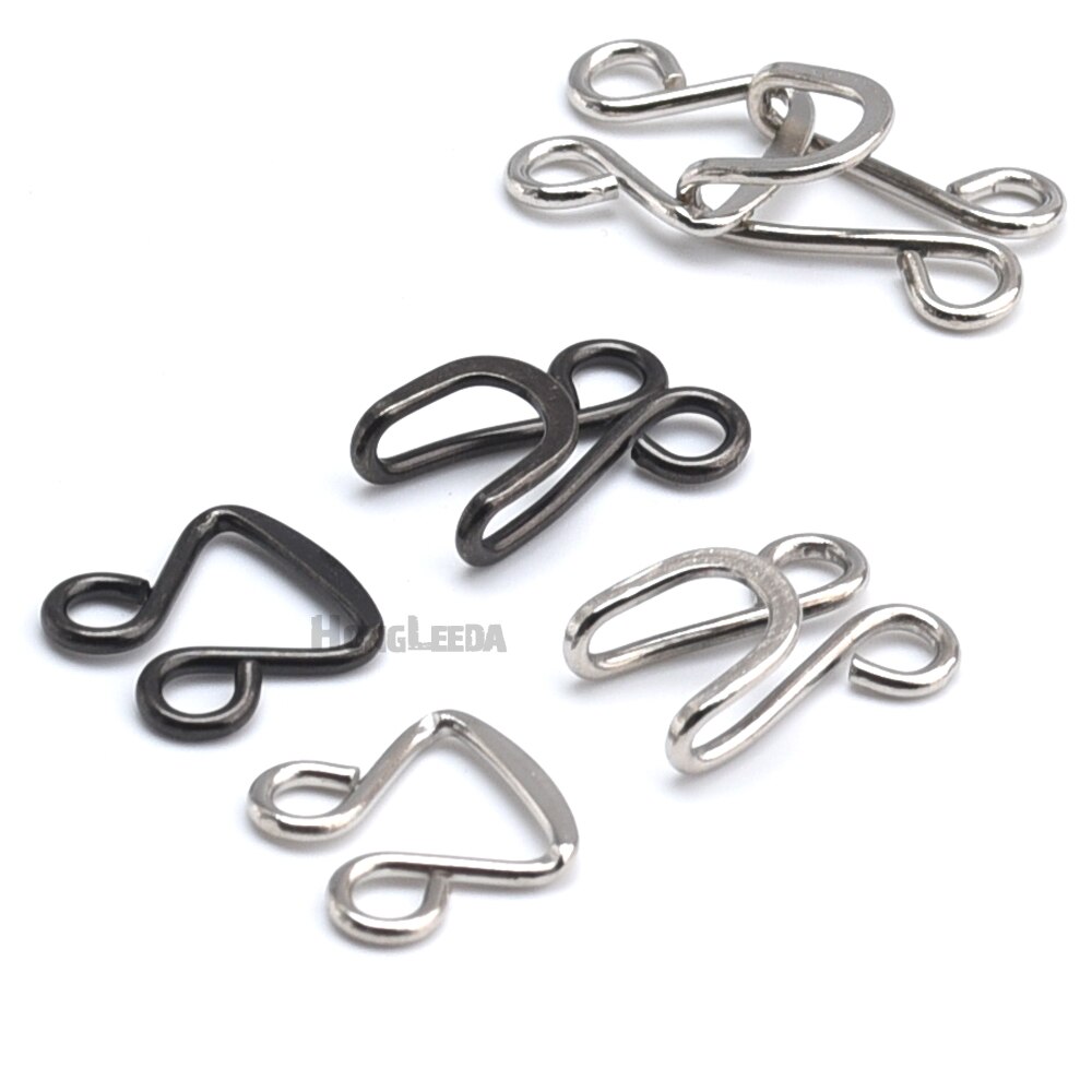 50 set/lote grande de metal latón gancho/gancho de ojo 16 # pantalones/falda/pantalón/gancho para ropa ojos níquel plata negro color níquel