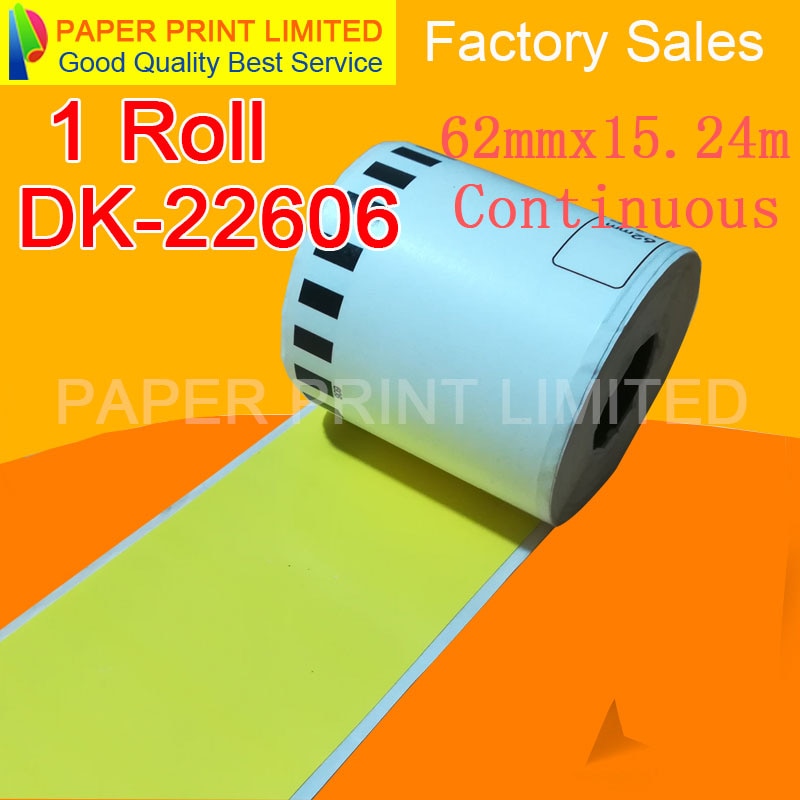 1 rotolo Compatibile DK-22606 Giallo Pellicola Etichetta 62 millimetri * 15.24M Continua Compatibile Per Stampante Brother