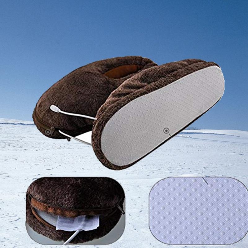 5V Beheizte Hausschuhe USB Lade Elektrische Heizung Plüsch Fuß Wärmer Für Weihnachten Männer Frauen Winter Hause Erwärmung Schuhe