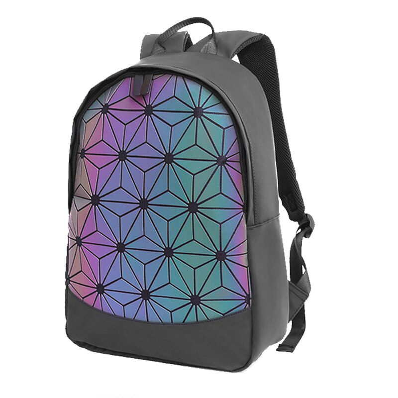 Conjunto de mochila Casual con geométrico de fluoresencia, bolso y monedero para mujer, riñonera holográfica