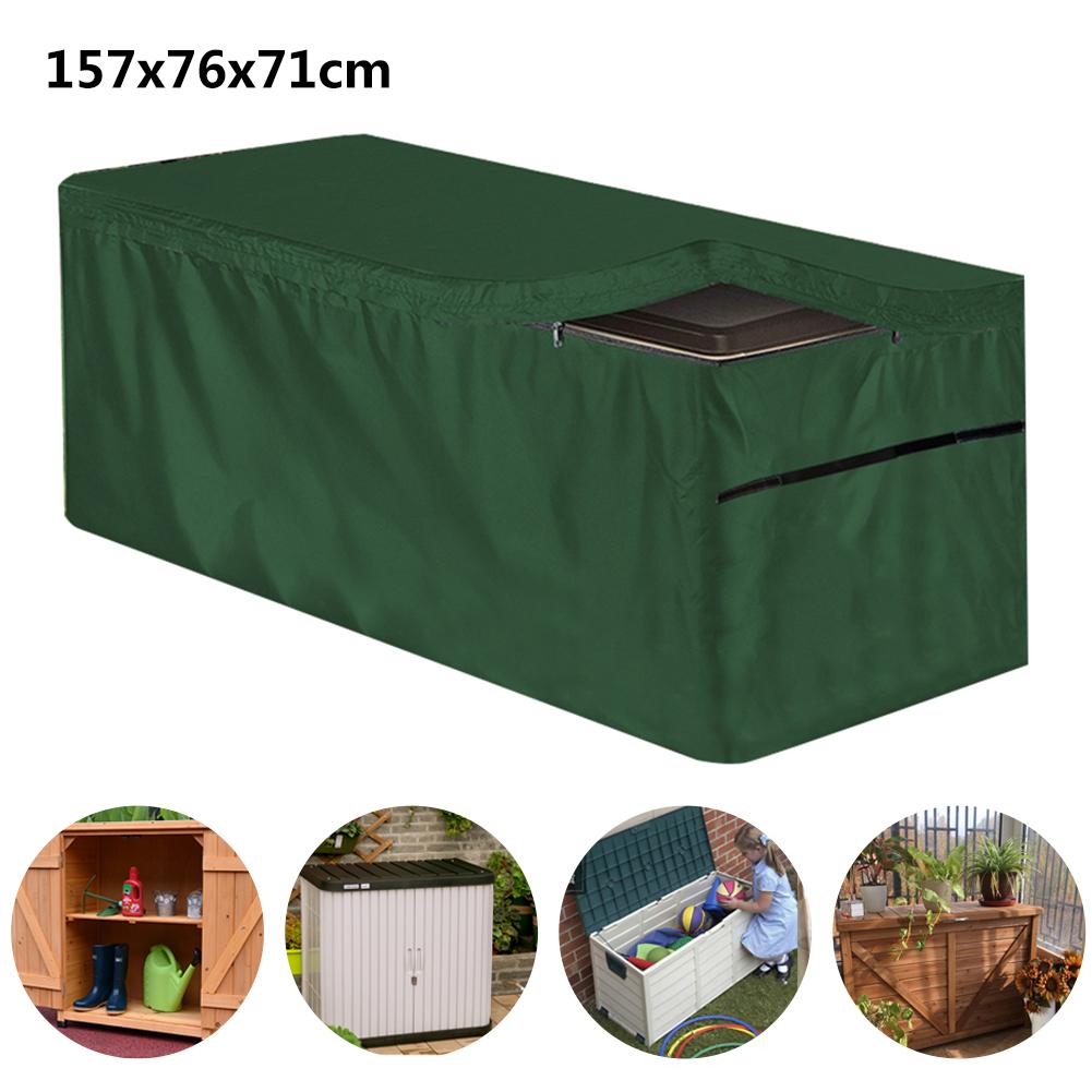 Garden Deck Box Cover Outdoor Waterproof Furniture Protection Storage Drawstring Wind Resistant Dust Patio Box Cover: Green 157x76x71cm