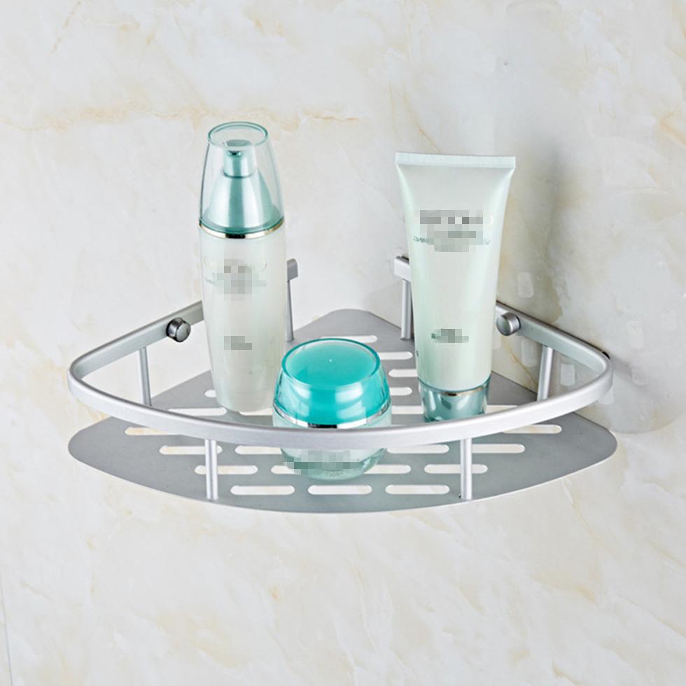 Space Aluminum Bathroom Shelf Shower Shampoo Soap Cosmetic Shelves Bathroom Accessories Storage Organizer Rack Holder: 1 Tier