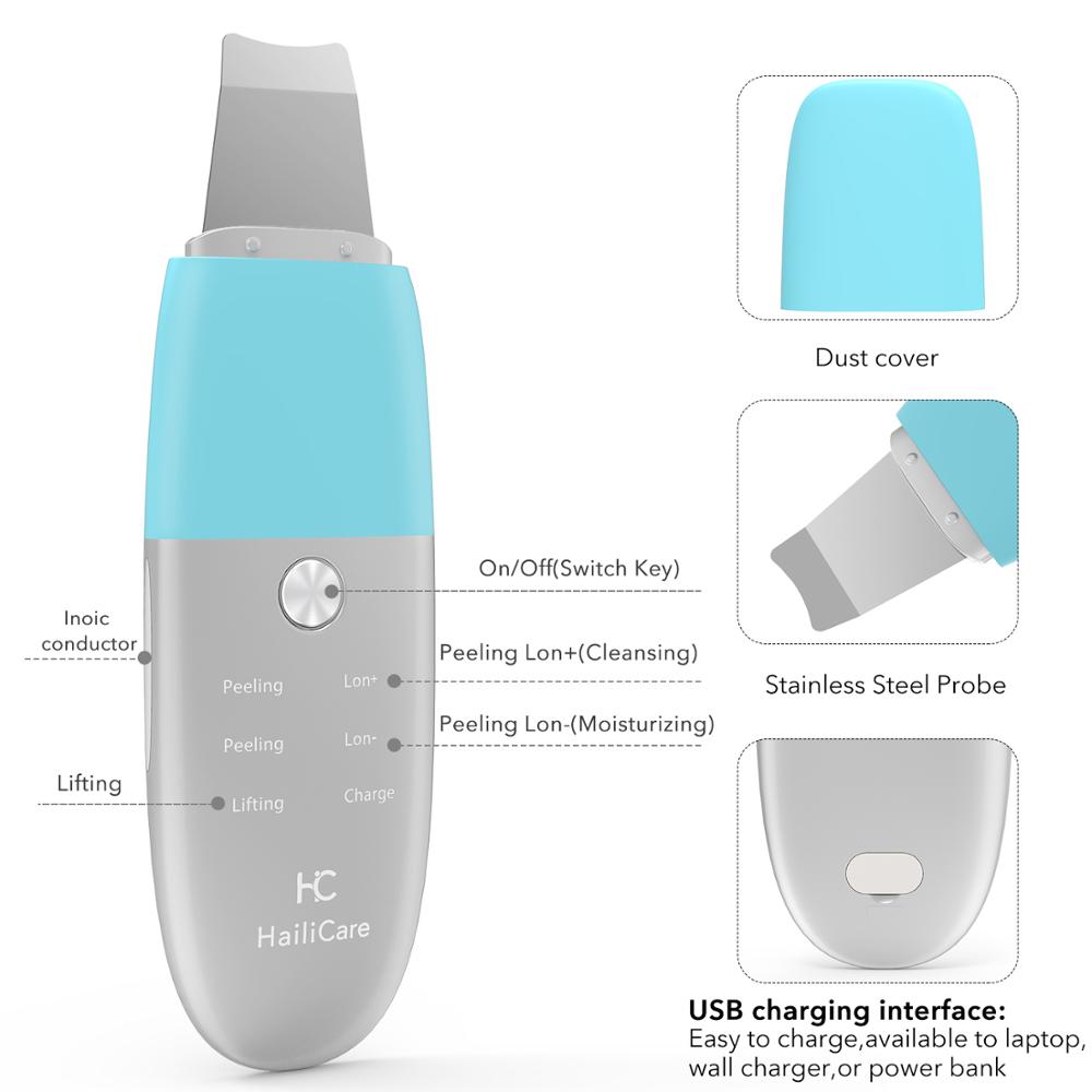 HailiCare Ultrasonic Skin Scrubber Deep Cleaning Machine Remove Dirt Blackhead Reduce Wrinkles and spots Beauty Instrument
