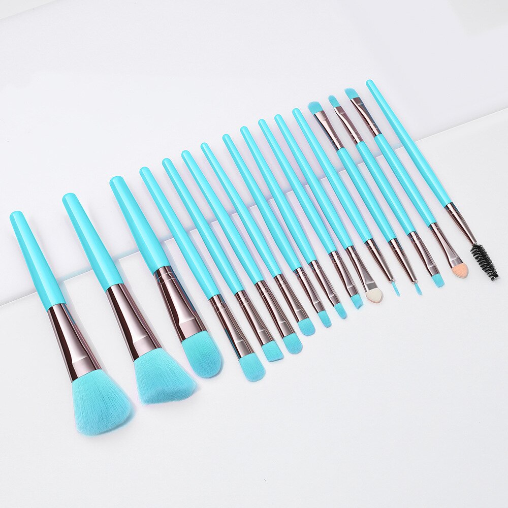 16 Uds Set de brochas de maquillaje de ojos de herramientas de belleza polvo de la Fundación de sombra de ojos cosméticos herramientas de belleza: 16 pcs Blue