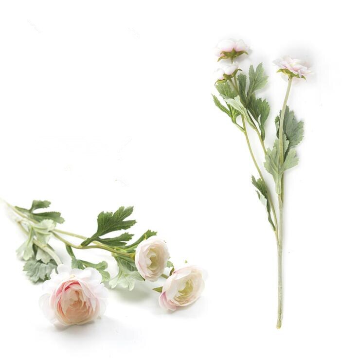 Flores artificiales de seda de Ranunculus Asiaticus, flores de seda para mesa de casa, decoración de boda: Pink