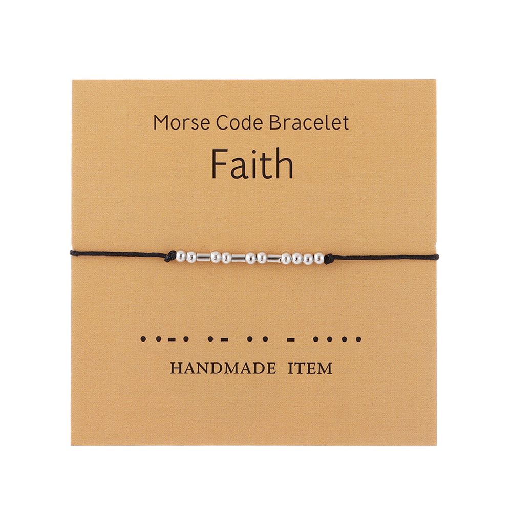 Código morse pulseiras abençoado grato senha casal pulseiras com cartão valentinesgifts dia aniversário lembrança presentes de aniversário: faith
