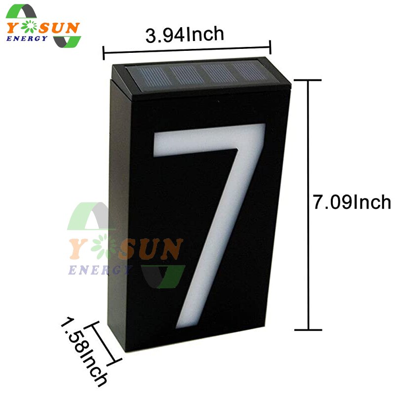 Yosun Solar Light House Number Door Plate Digital Solar Light LED Address Signs Door Number Digits Wall Mount Number