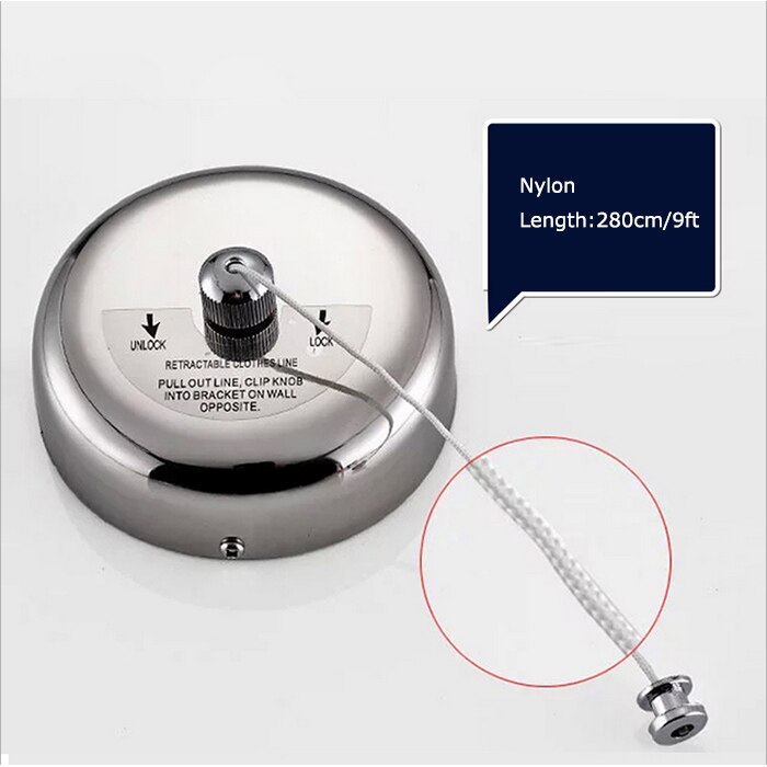 INTBUYING Retractable Single Clothes Line SUS304 Clothes Dryer Laundry for Indoor Outdoor 9.2 feets