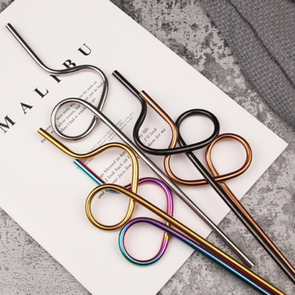 Drinking Straw Food Grade Rust-proof Stainless Steel Unique Shaped Polishing Surface Eco-friendly Metal Coffee Straws for Home