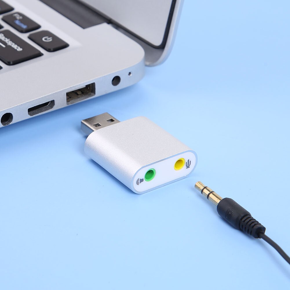 Virtual 7.1 USB External Audio Adapter Sound Card with 3.5mm Headphone Microphone Jack for Laptop Desktop PC Computer