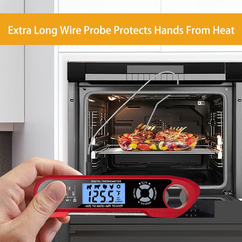 Vleesvoedselthermometer Dubbele sonde met waterdichte automatische uitschakeling en alarmfunctie Digitale instant-read thermometer voor het grillen in de oven