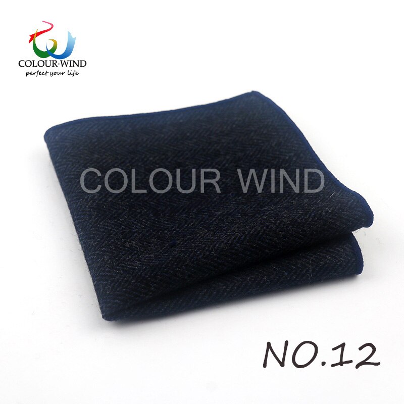 Classic Style Men's Handkerchief Scarves Vintage Wool Hankies Men's Pocket Square Striped Solid Cotton 24*24CM: 12