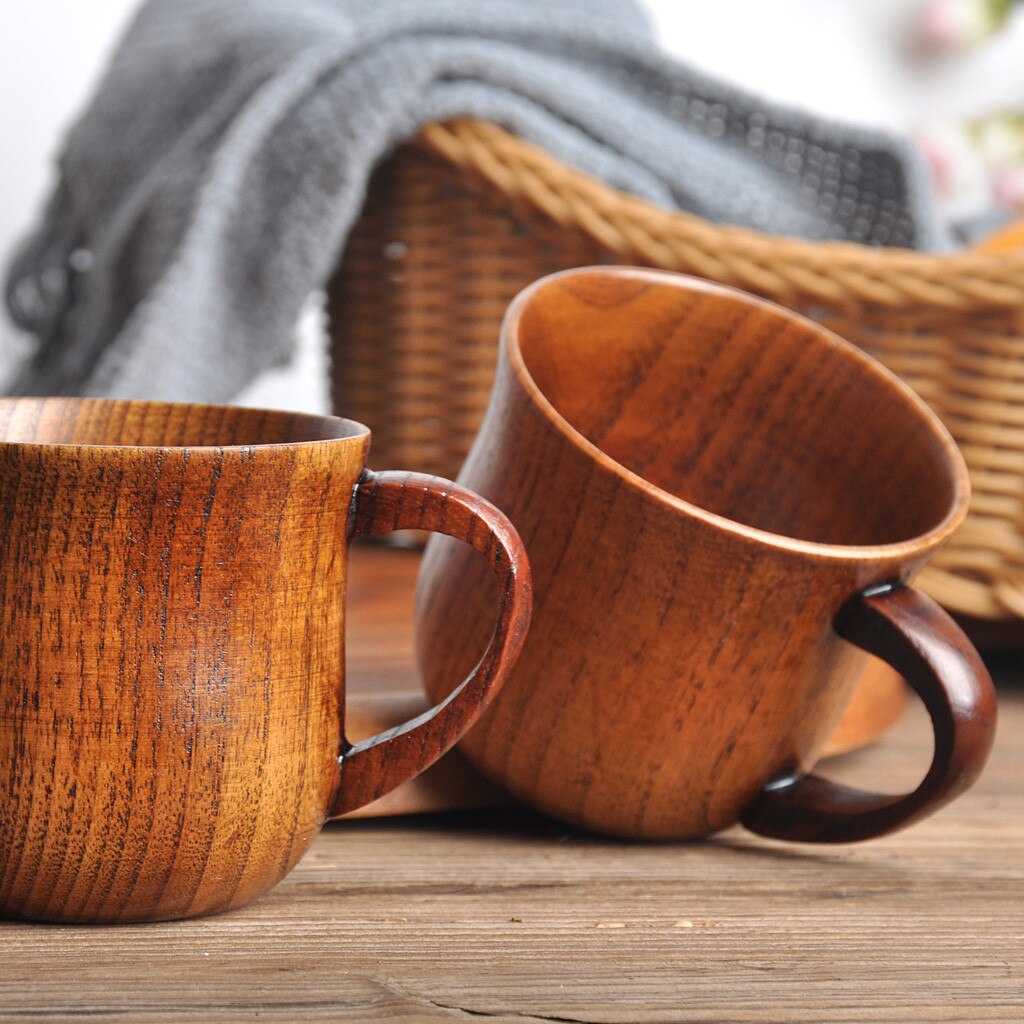 Taza de madera Natural para café, té, cerveza, jugo, leche, agua, vaso artesanal