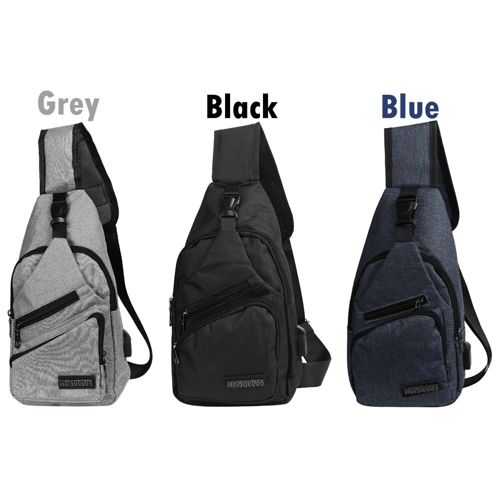 Large Capacity Shoulder Bags Casual Outdoor Travel USB Charging Port Sling Bag Chest Pack Crossbody Bag