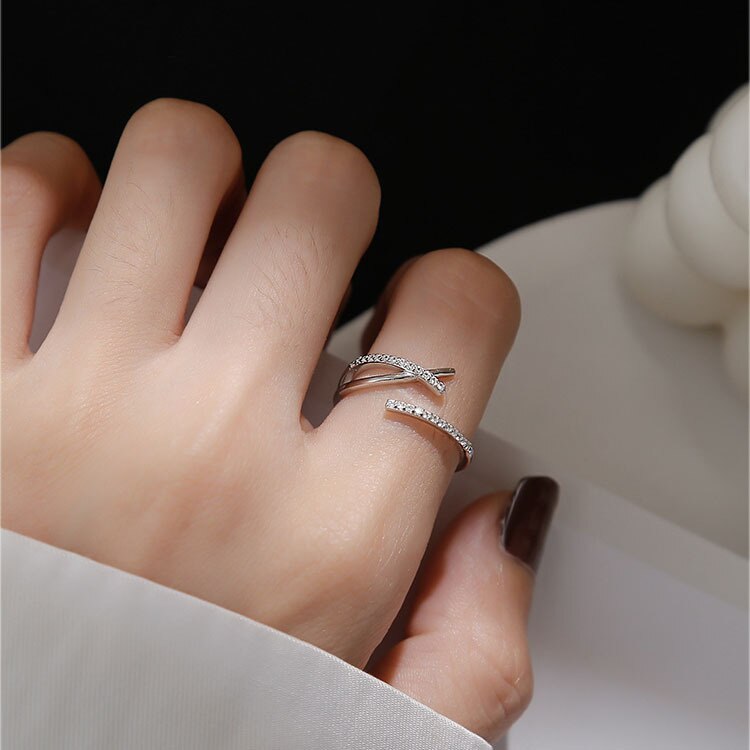 Bague Index pour femme, anneau en acier inoxydable, argent, croix ouverte, , bijoux de fête,