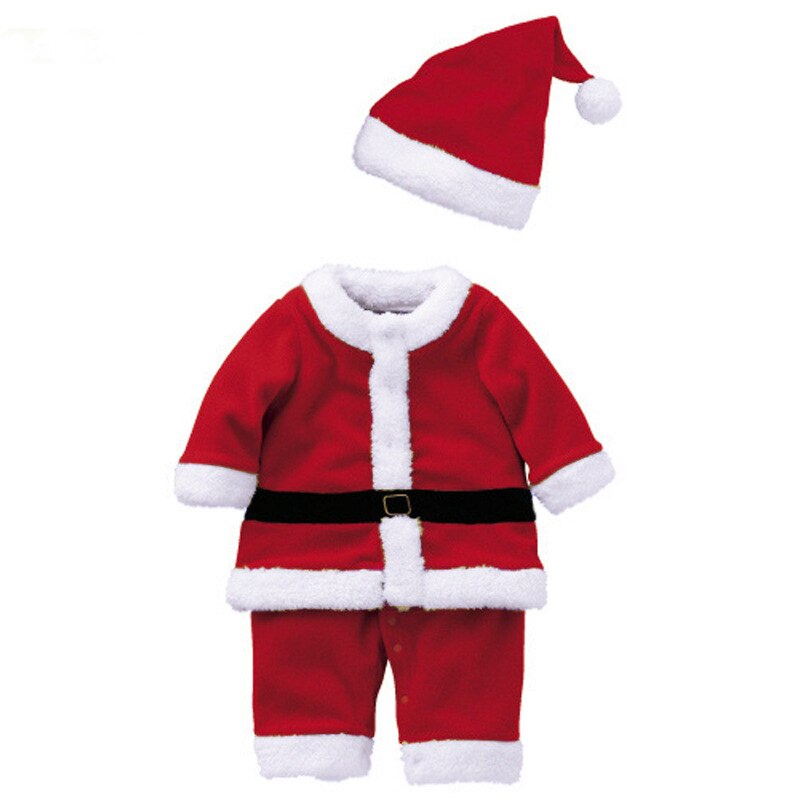 Kids Kind Kerst Cosplay Kerstman Kostuum Peuter Infant X-Mas Outfit 2 delige Set Jurk Jumpsuit + hoed Voor Jongens Meisjes: CC00270 / 90