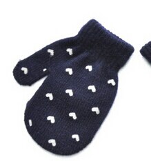 Mitaines en tricot doux pour enfants, 1 paire, motif étoile à pois et cœur, gants chauds pour garçons et filles: Bleu