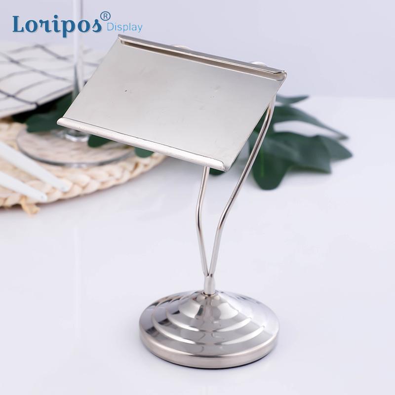 European Stainless Steel Menu Stand Metal Name Card Bracket Hotel Buffet Table Number Clamp Wedding Banquet Table Sign Stand