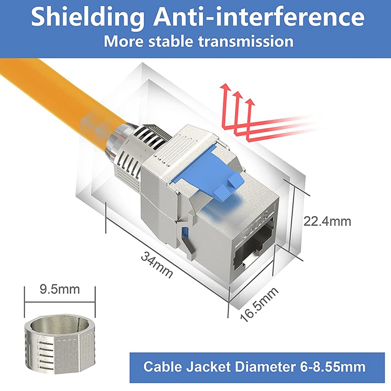 2 Pcs Keystone Module CAT 8 Jack Shielded RJ45 Socket Tool-Free Fully Shielded STP Compatible with CAT7A CAT7 CAT6A