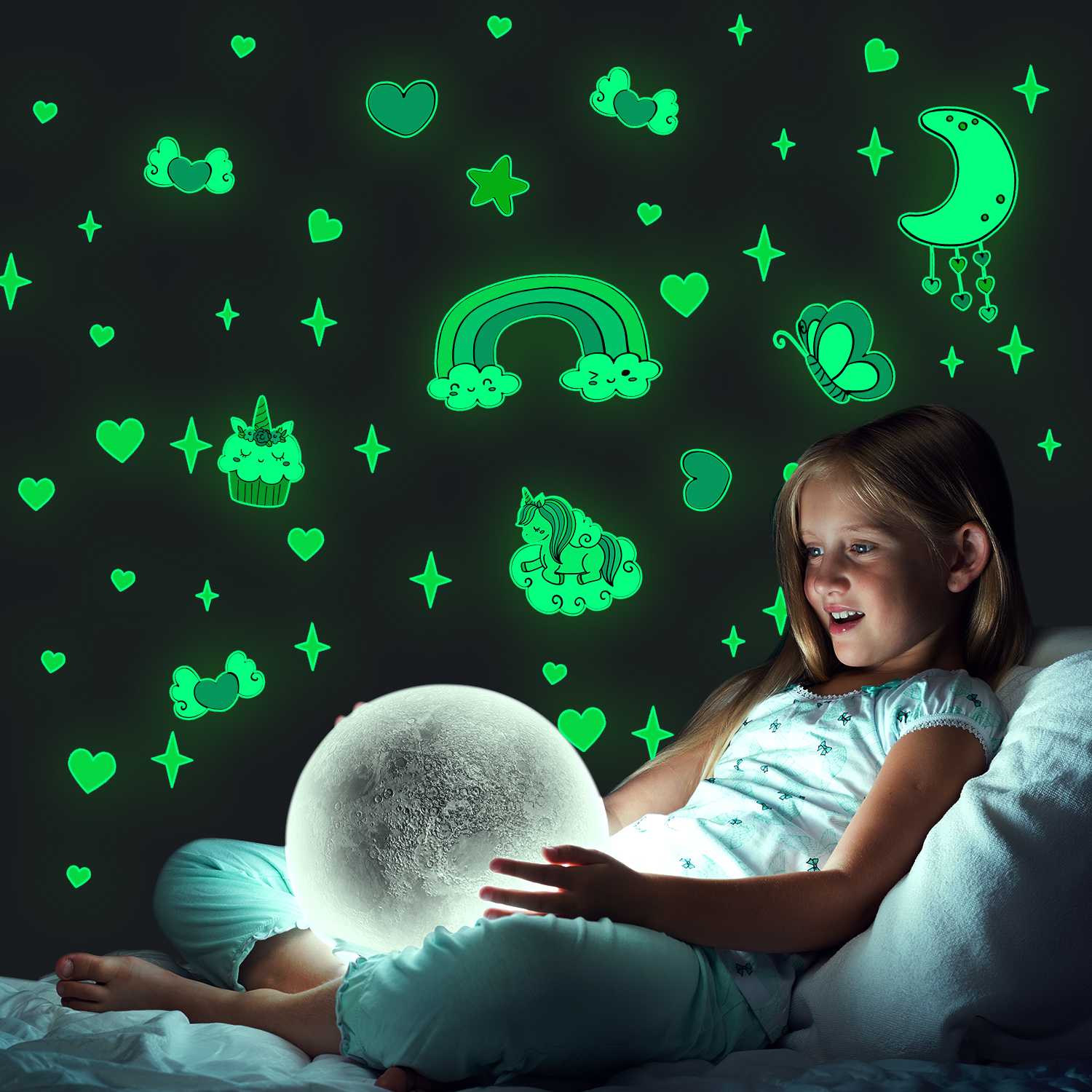 Cartoon Glow In The Dark Stickers Lichtgevende Eenhoorn 3d Muursticker Voor Kinderkamer Woonkamer Slaapkamer Decoratie Thuis Decals
