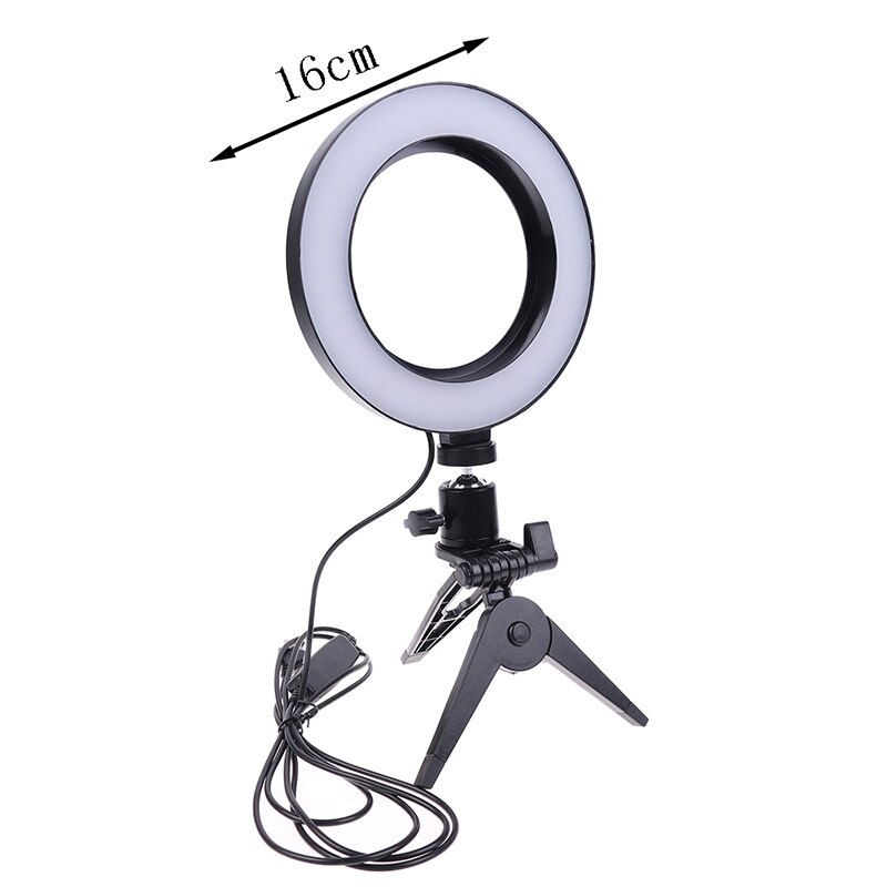 Fotografie LED Selfie Ring Licht 16CM Dimmbare Kamera Telefon Ring Lampe 6 zoll Mit Tisch Stative Für machen-hoch Video Live-Studio: Rosa